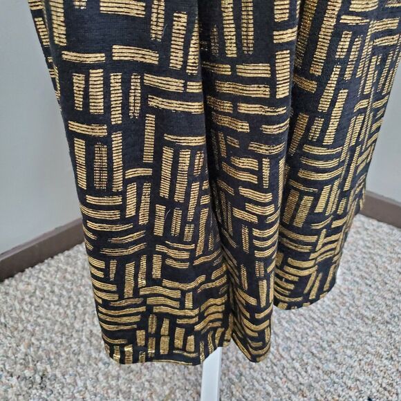 LuLaRoe Elegant Sarah Cardigan Womens Size Medium Duster Black Gold Shimmer - Picture 7 of 13